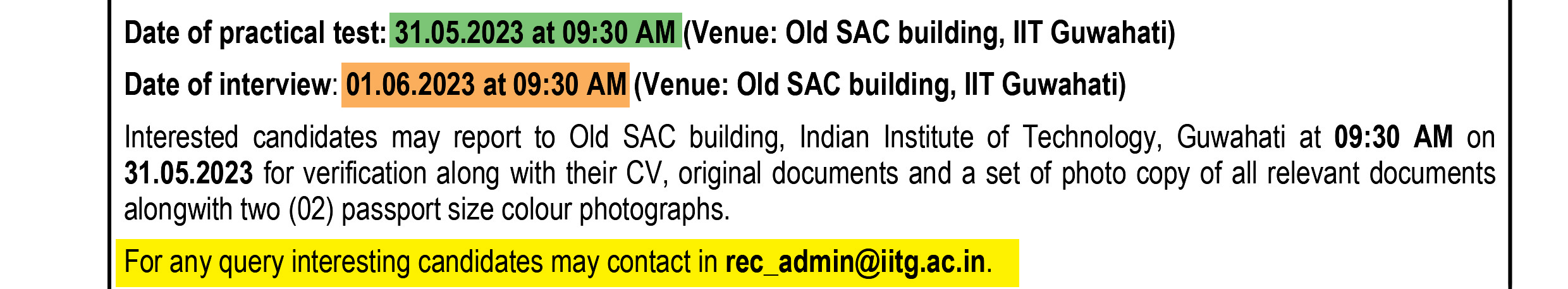 IIT Guwahati Advertisement for Part Time Sports Instructor !