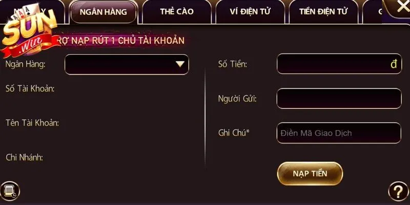 Thực hiện giao dịch Sunwin qua ngân hàng là bước đầu tiên quan trọng