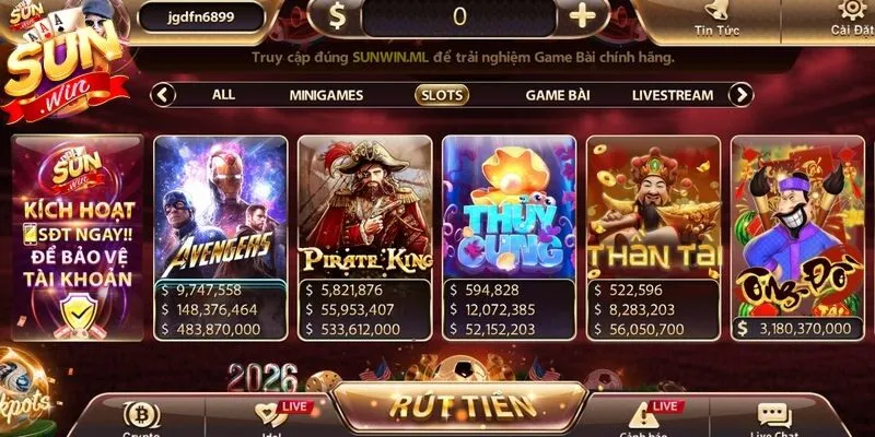 Siêu phẩm nổ hũ trong kho game Sunwin sở hữu quỹ thưởng Jackpot cao