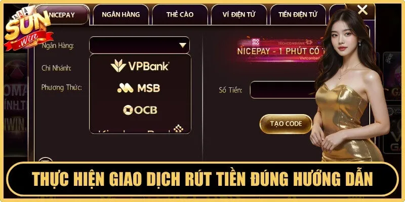 Thực hiện giao dịch rút tiền đúng hướng dẫn, xử lý 30 giây